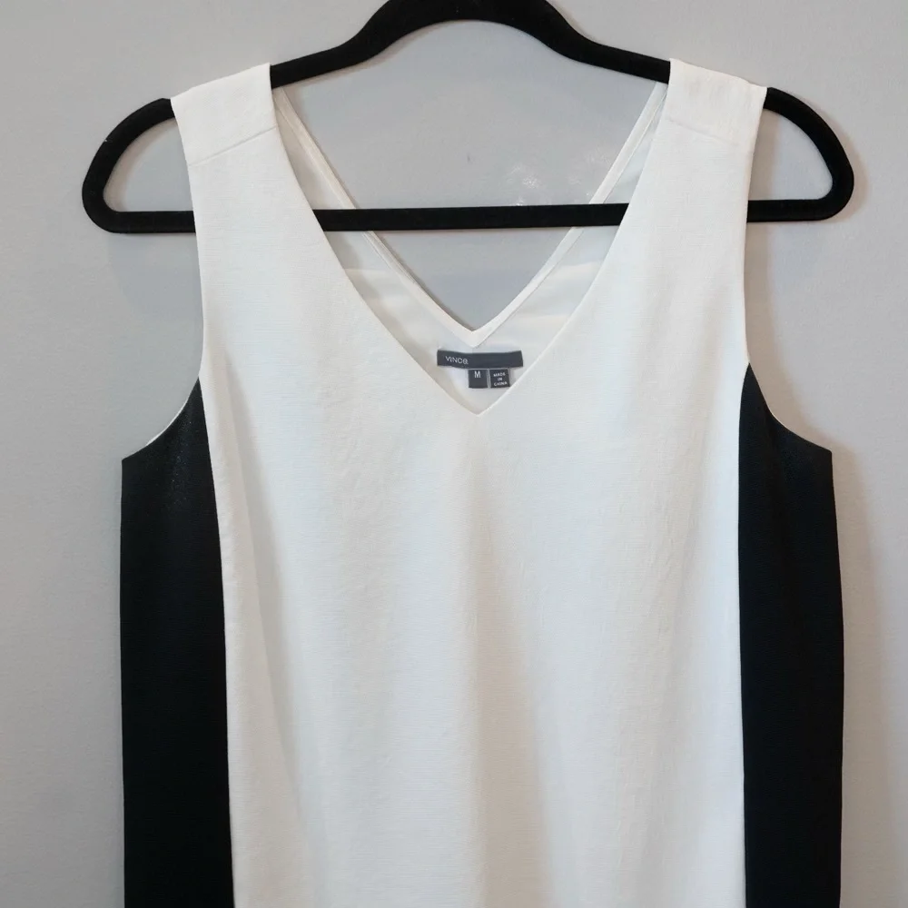 Vince Two-Tone V-Neck Dress - Picture 2 of 5
